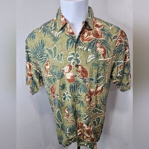 Tommy Bahama Monkey silk men's button short-sleeve small